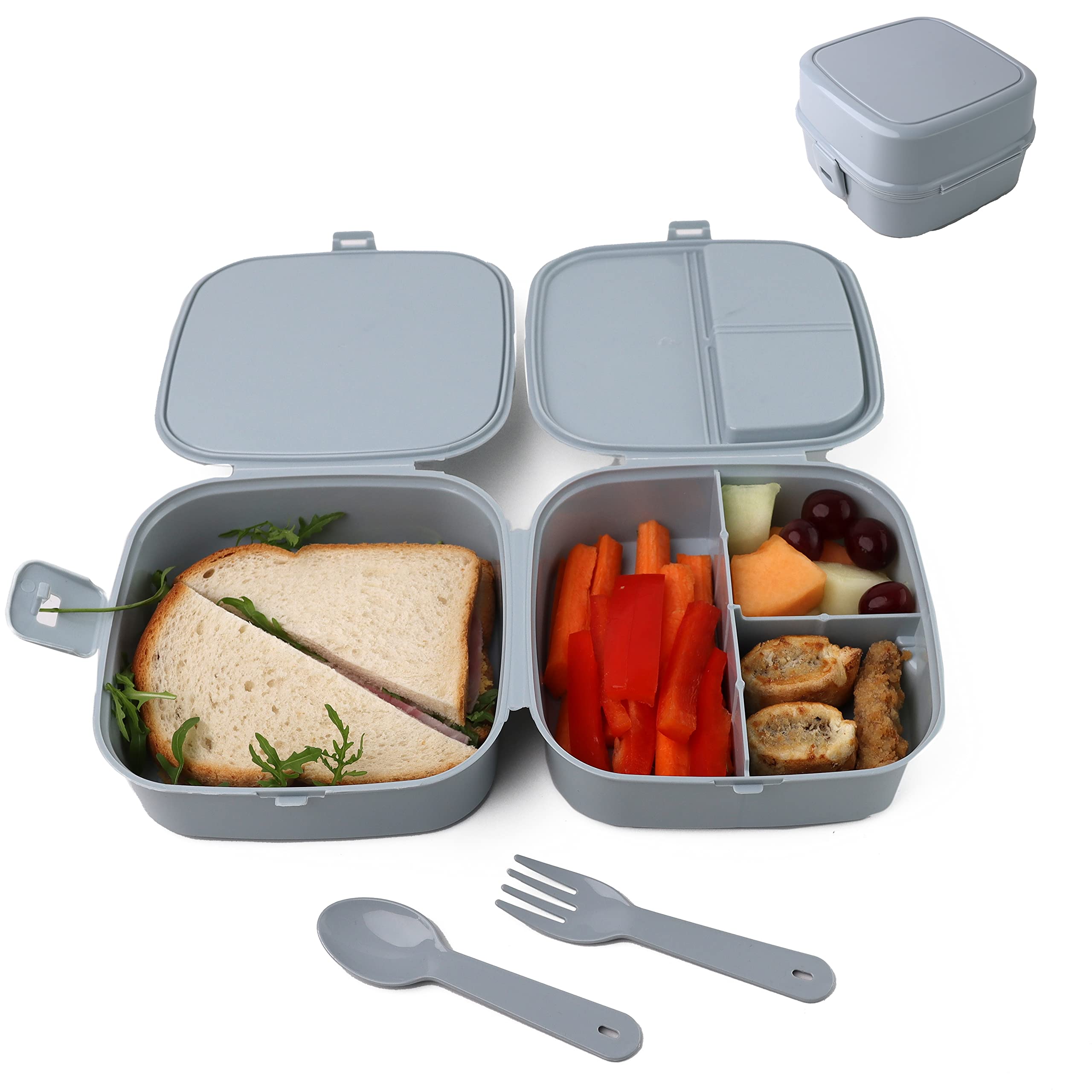Divchi Light Grey Portable Lunch Box For Kids Adult Food Container Food Grade Bento Storage Box Sandwich Box, Meal Prep Containers Dishwasher And Microwave Safe, Bpa Free (Light Grey)