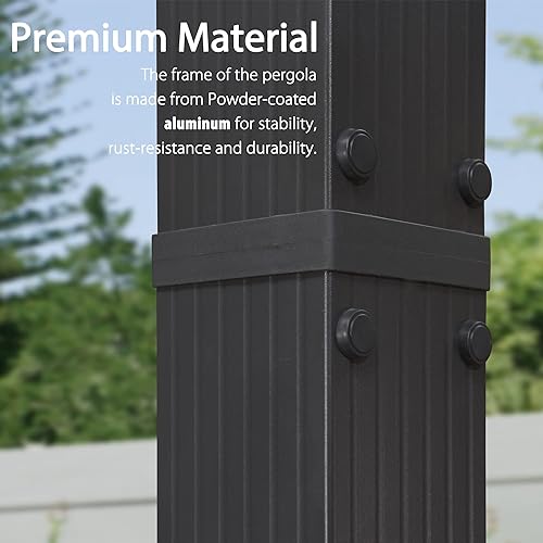 Miniatura 3 de PURPLE LEAF - Pérgolakiosco de aluminio para exteriores de 11 x 13 pies con toldo retráctil, para porche, jardín, terraza, playa, sombra, de estilo