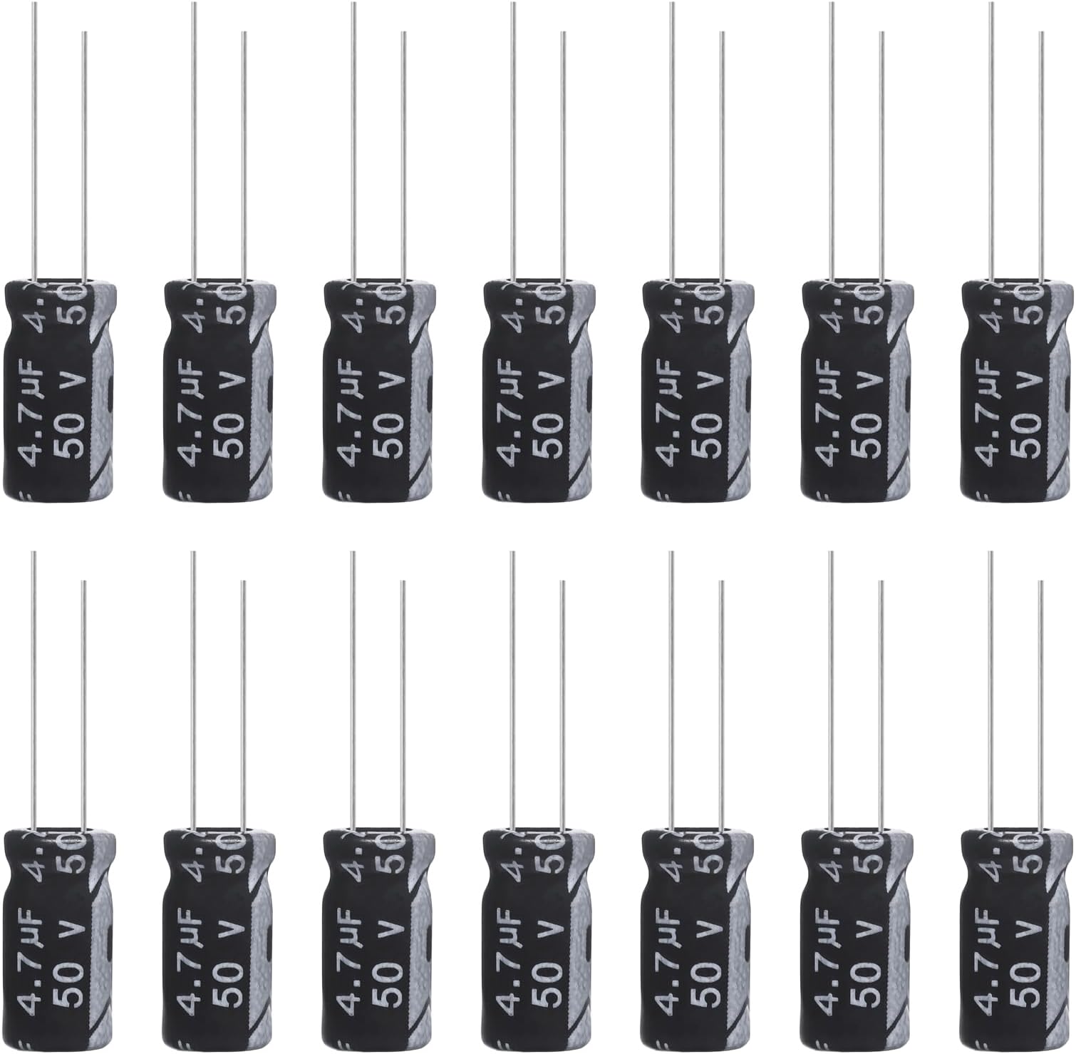 4.7uF 50V 5x11mm Electrolytic Capacitor 4.7 UF MFD 50 Volt 0.2x0.43in Aluminum Capacitors (Pack of 15)