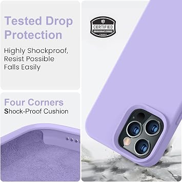 iPhone 15 Pro Max ile Uyumlu İçi Kadife Lansman Silikon Kılıf – Kamera Korumalı, Darbe Emici, Premium Yumuşak Kapak Lila