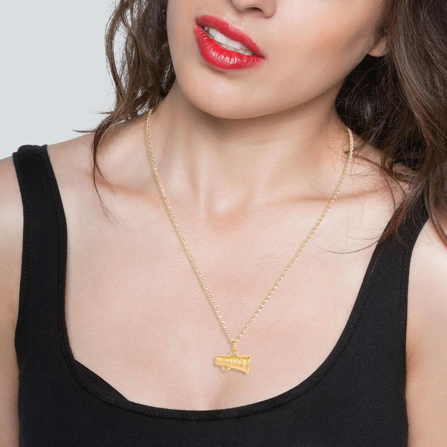 Gold-Colored Pendant Dance Shoe&Cheer Necklace, Dainty Necklace with Card Fashion Jewelry Accessory for Women Gift - Image 5