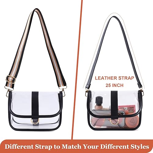 Vista 25 de COVAX Bolso cruzado transparente, aprobado por estadios para conciertos, festivales L-negro