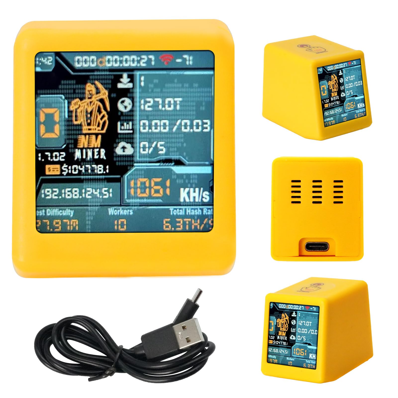Nerdminer Binghe 1060 KH/s Display intelligente con ESP32 e orologio da tavolo Bitcoin Solo Lottery Miner v2