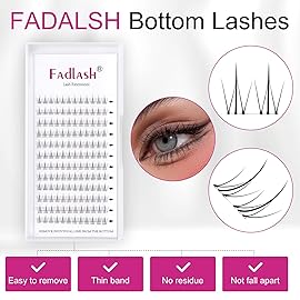 Lash Clusters Bottom Lashes DIY Lash Extensions 144pcs Individual Lashes Black Cluster Lashes Faux Mink Cluster Eyelash Extensions Manga Soft Lightweight Eyelash Extension Kit (Bottom-JX10)