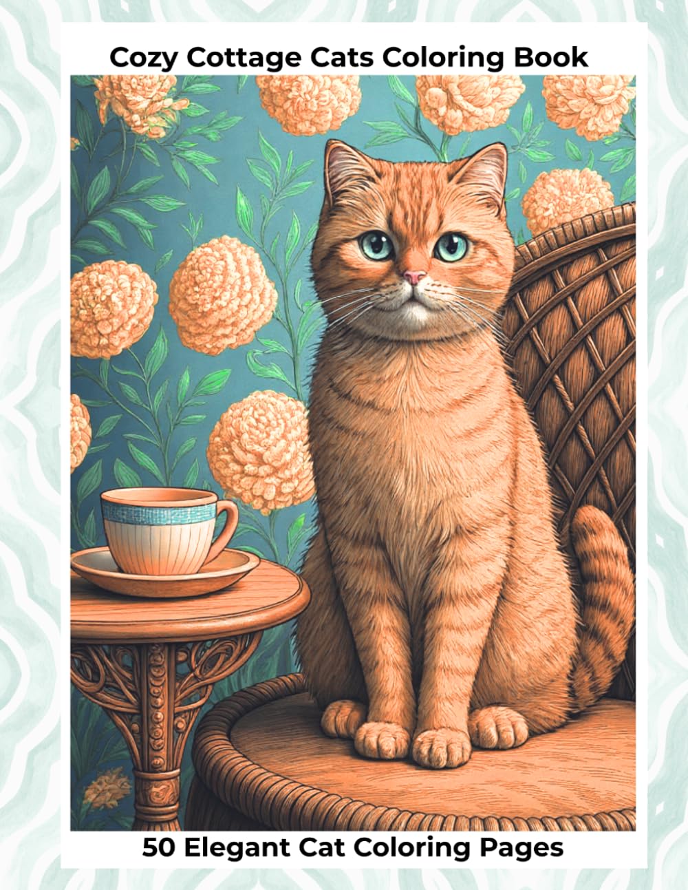 Cozy Cottage Cats Coloring Book 50 Elegant Cat Coloring Pages: Cottagecore Style Adult & Older Children & Teens Colouring 8.5 x 11 Inches with Colour Test Page