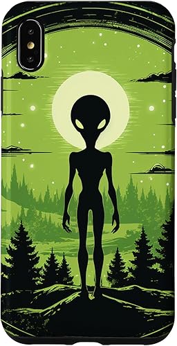 Vista 13 de iPhone 14 Pro Cute Green Alien Head UFO Space Face Alien Case