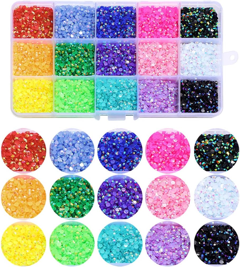 15000 Pcs/Box Nail Art Rhinestones,15 Colors 3mm Flat-Bottomed Round Nail Rhinestones Glitter Crystal Gem Rhinestone,DIY Decoration Accessories