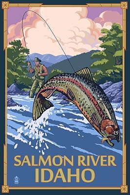 Salmon River, Idaho, Fly Fishing Scene (16x24 Giclee Gallery Art Print, Vivid Textured Wall Decor)