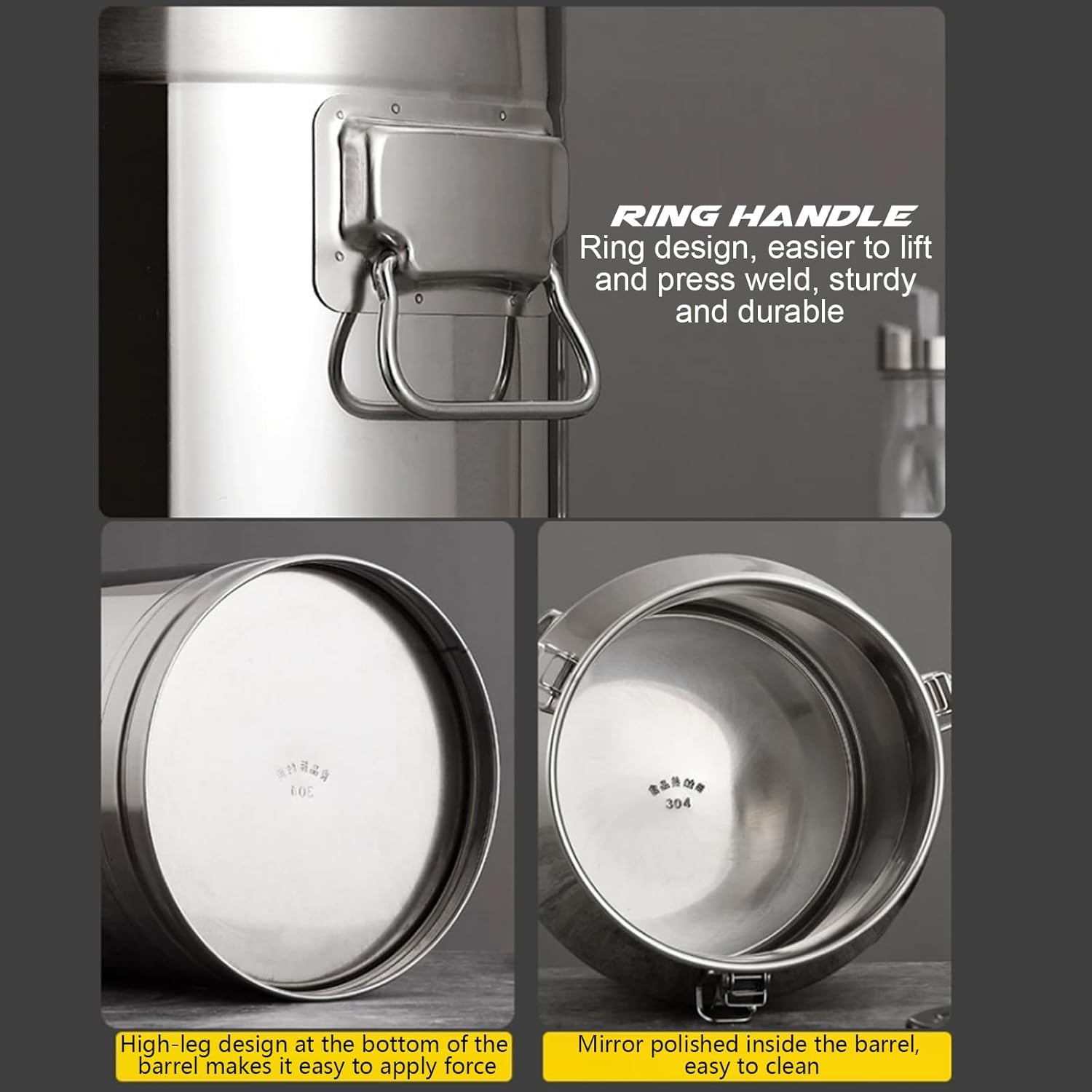 Boîte hermétique en Acier inoxydable, boîtes de Conservation des aliments avec couvercle hermétique et pince de verrouillage, boîtes à céréales Pour Conserver les aliments Dans le comptoir 28L