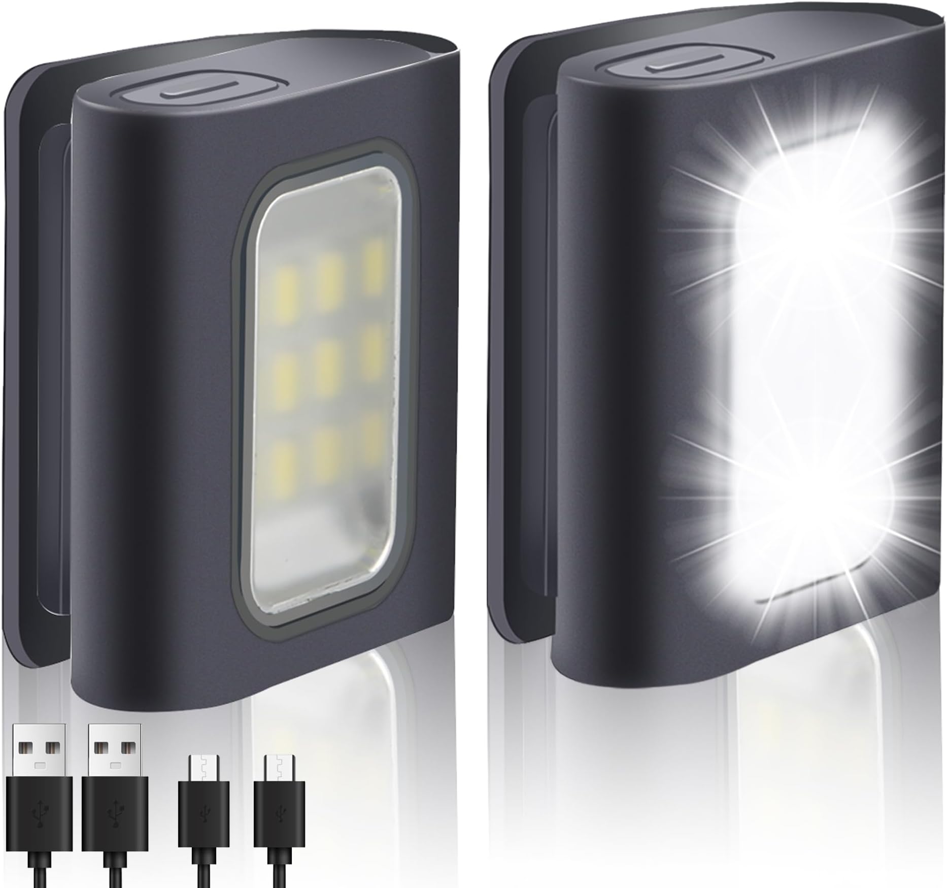 Running Light, 2Pack Reflective Running Gear for Runners, USB Rechargeable LED Light, Clip on Running Lights with Runners and Joggers for Camping, Hiking, Running, Outdoor Adventure