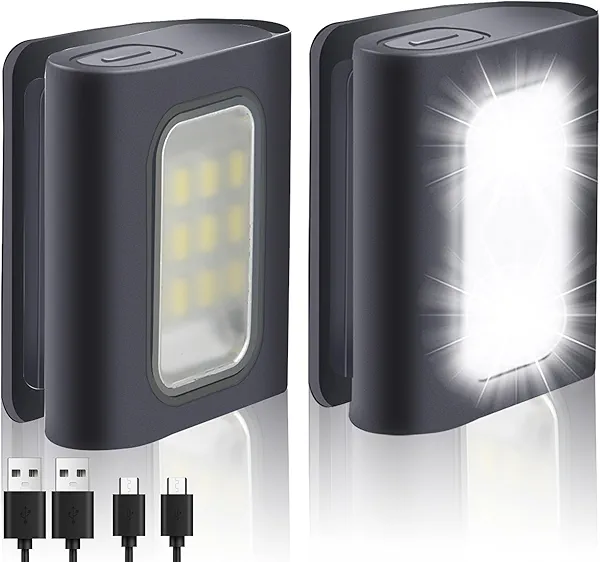 Running Light, 2Pack Reflective Running Gear for Runners, USB Rechargeable LED Light, Clip on Running Lights with Runners and Joggers for Camping, Hiking, Running, Outdoor Adventure