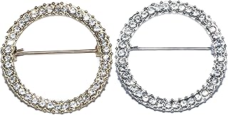 Sponsored Ad - ROFARSO 2Pieces Shiny Geometry Circle Round Brooch for Women Girls Suit Lapel Pins for Party Wedding Gift F...