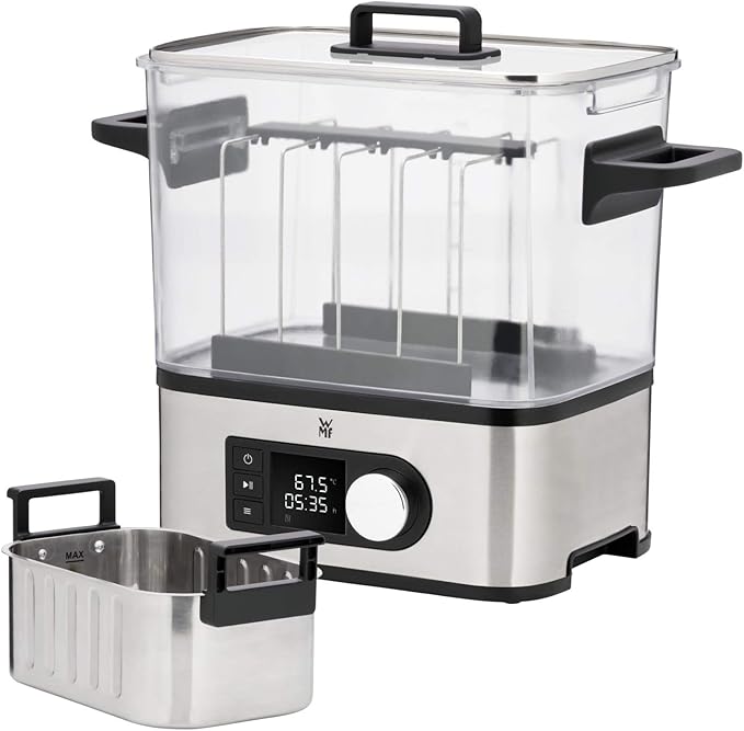 WMF Lono 2in1 Sous Vide Garer Pro mit Slow-Cook Einsatz, Vakuum garen, Schongaren, Wasserbhälter 6,0l, Timer-Funktion bis 72 Stunden, 1500W