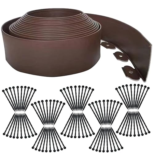 Flexible Garden Edging Borders 66FT,Landscape Edging Brown [Extra Tall 4IN