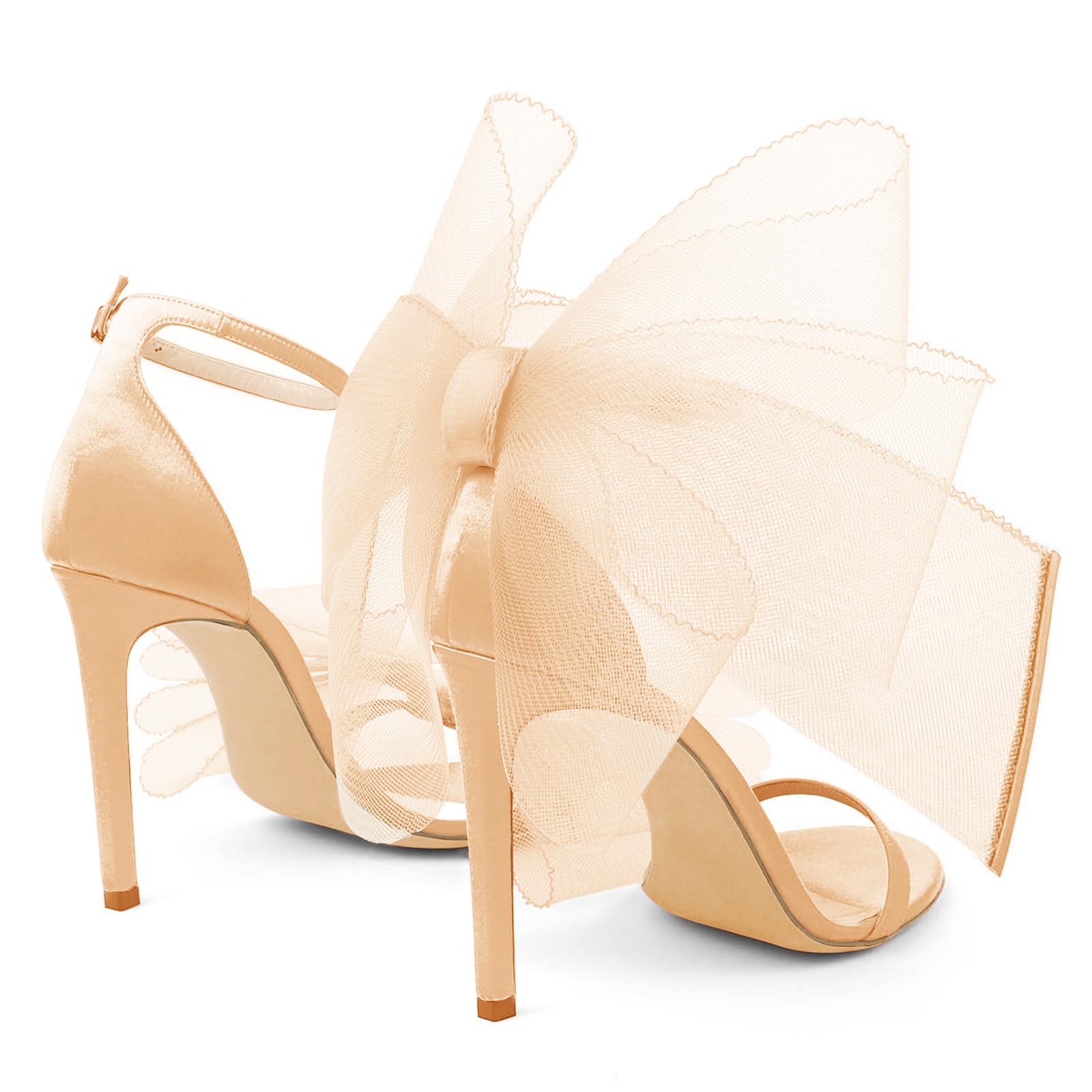 Coutgo Women's Bow Heels Open Toe Stiletto Heels One Strap Party Summer High Heeled Sandals Asymmetric Non-Removable Bow Knot