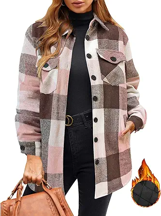 GRAPENT oversized plaid shacket jacket