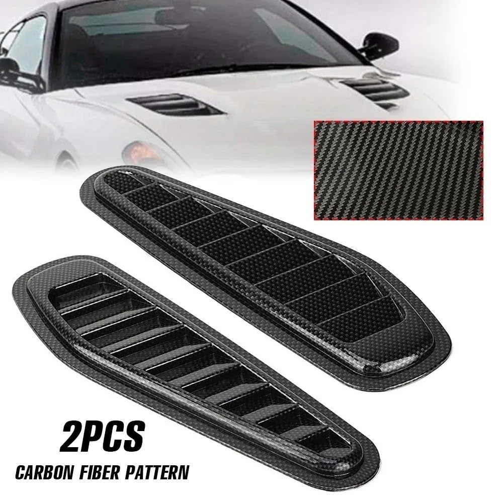 Adesivo Strisce Cofano e Tetto Auto 2 pezzi di motori universali Porta ventilazione cofano motore Auto Accessori modifica della decorazione presa d'aria finta(Carbon fibre)