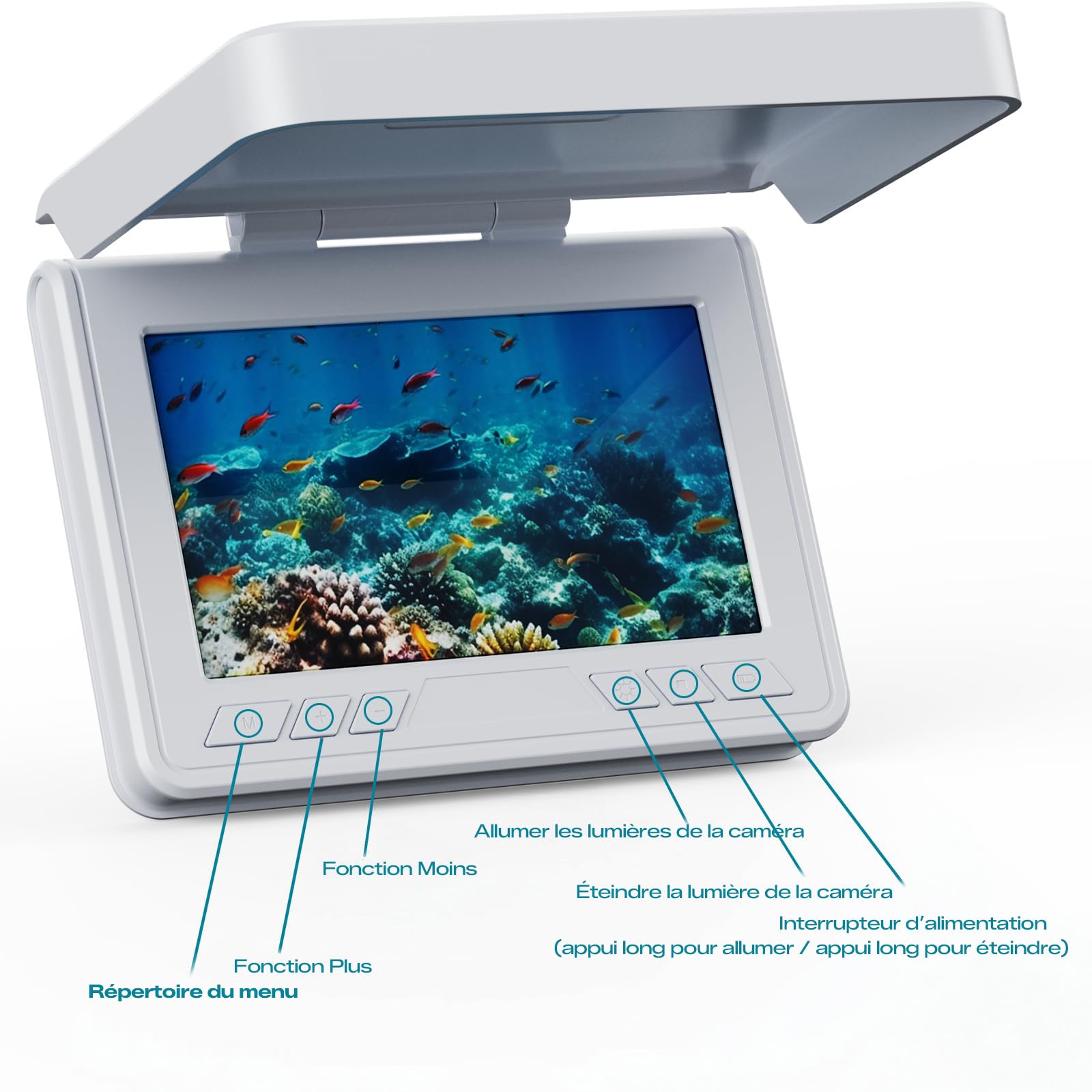 FourQ Sondeur Vidéo Pêche sous-Marine, Écran HD 4,3", Grand Angle 220°, Caméra Vision Nocturne IR, Câble Étanche 30m, 5000mAh, Idéal Pêche sur Glace, Lac, Bateau, Kayak