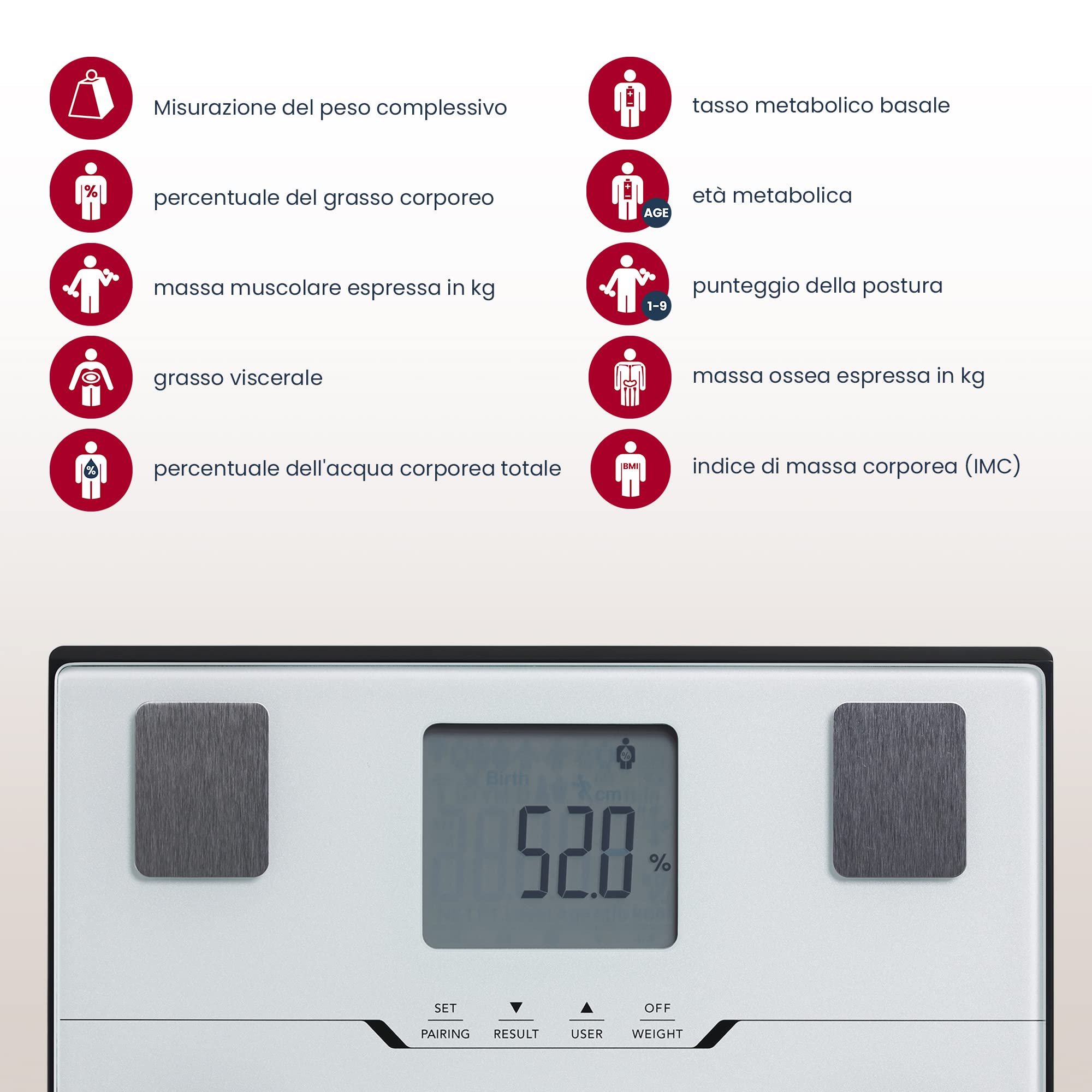 TANITA BC-401 Bilancia intelligente per composizione corporea familiare compatta bianca con APP per il monitoraggio del fitness