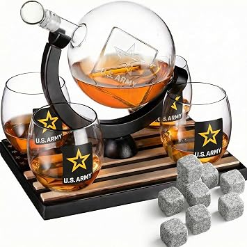 The Wine Savant U.S. Army Globe Whiskey Decanter