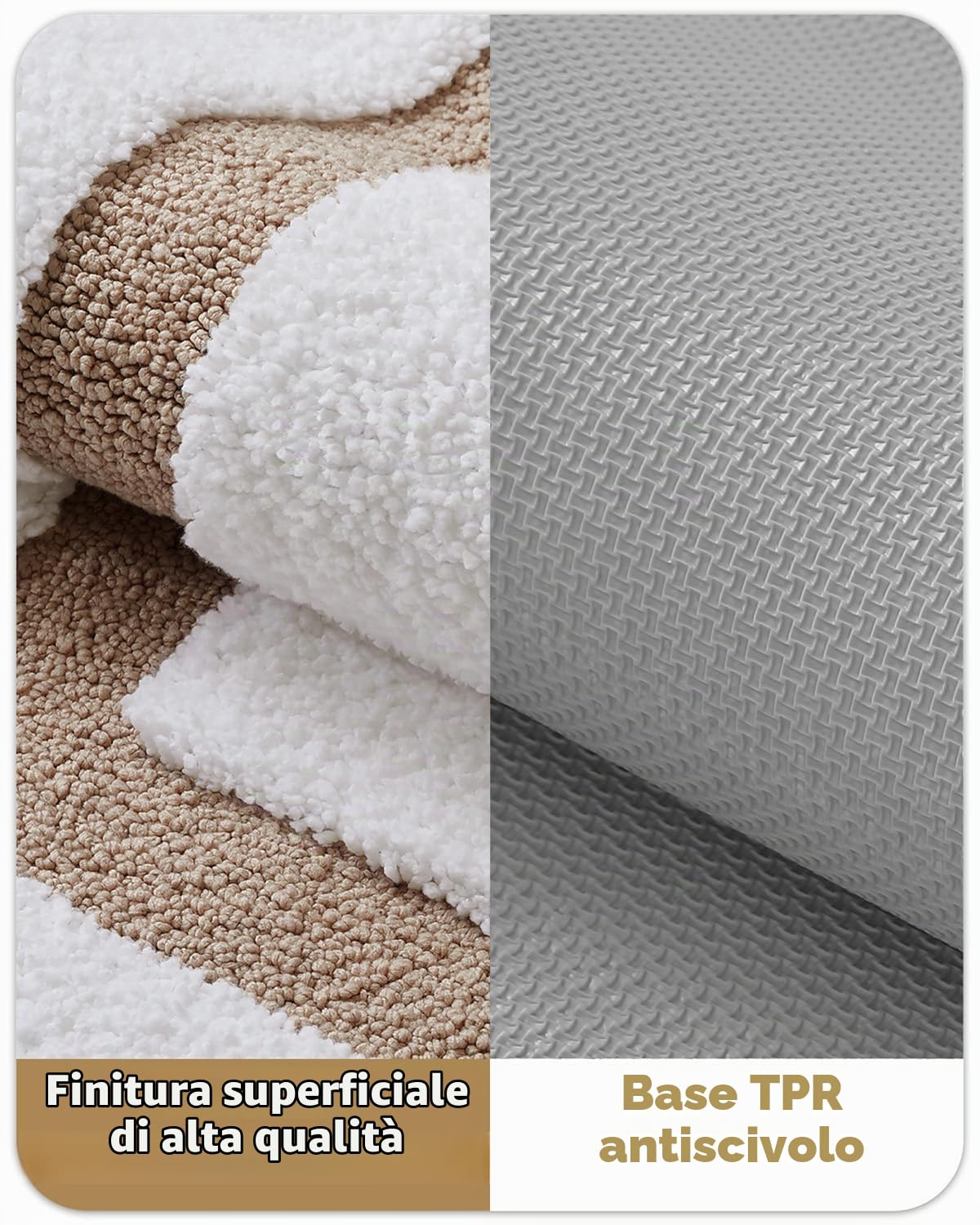 Color & Geometry Tappeto da bagno 61x92 cm, Assorbente acqua e Quick Dry Microfibra Tappeti da bagno, antiscivolo, Lavabile in lavatrice, Tappetino da bagno peluche per il bagno, Cachi