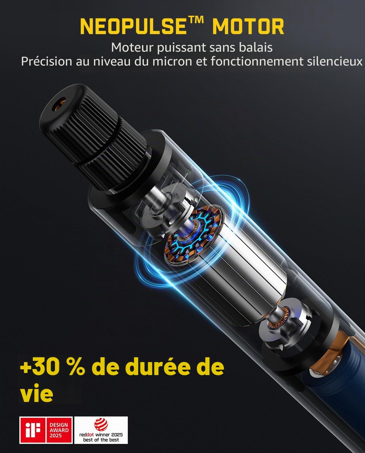 Fanttik F2 Master Outil Rotatif Multifonction Sans Fil 4V, Moteur NeoPulse, 5-Vitesses 25000tr/min Max, Mini Perceuse Sans Fil Avec 35 pcs pour Graver, Polir, Ponçage, Perçage et Bricolage（Noir）