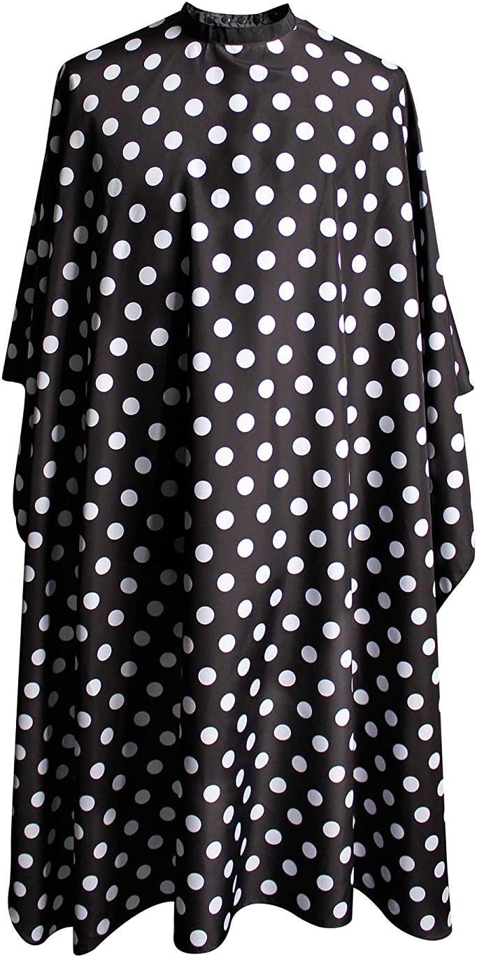 Professional Salon Cape - Polyester Hair Cutting Cape, 54"x62", Black and White Dots