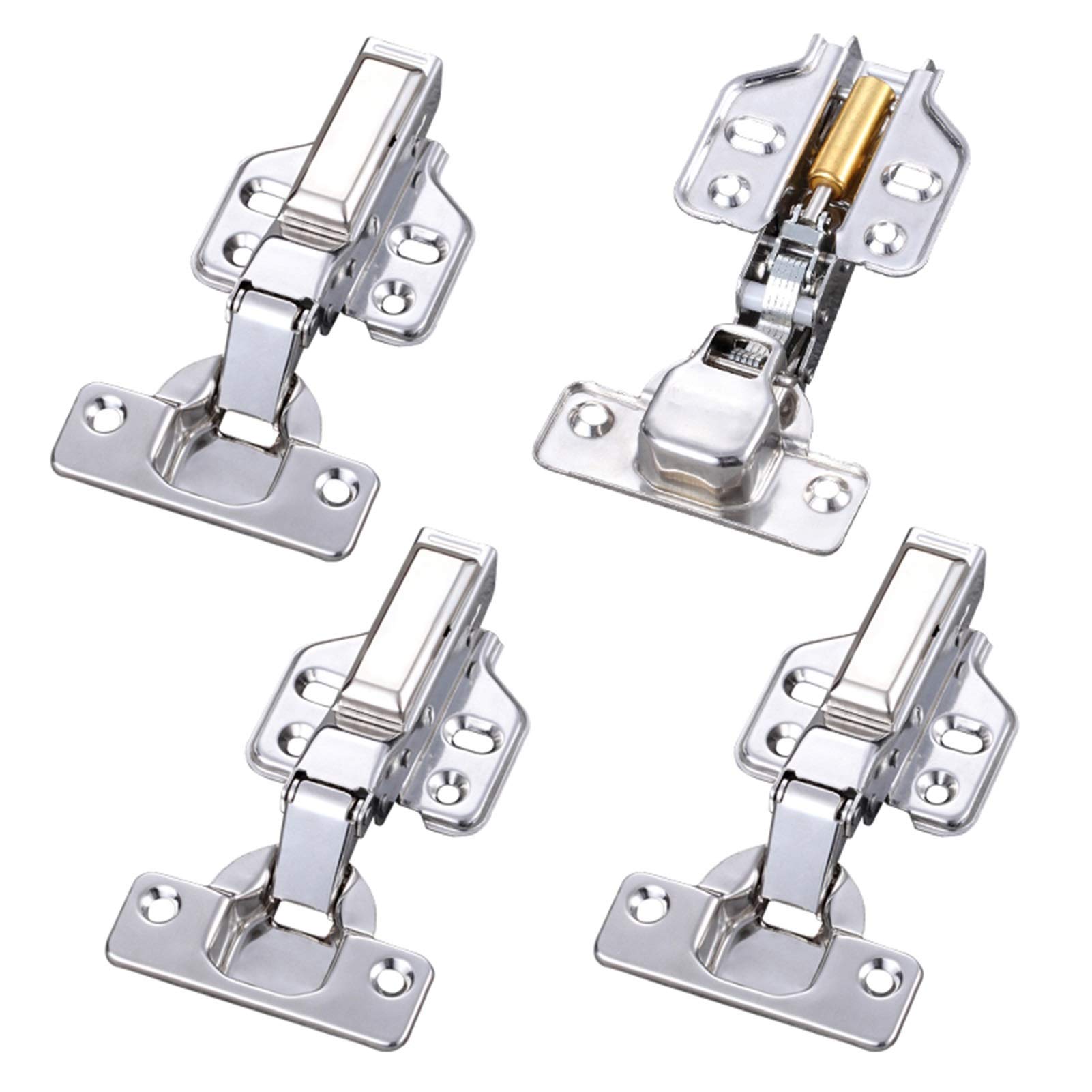 Soft-Close-Schrankscharniere, 4-teiliges hydraulisches Schrankscharnier, 304 Edelstahl, Möbeltürscharnier, Kupferkern, Kleiderschrankpuffer, sanftes Schließen(Embed)