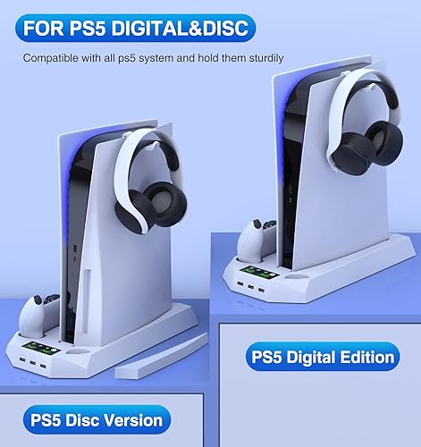 Miniatura 4 de Soporte para PS5 con estación de carga de controlador PS5 estación de refrigeración para consola Playstation 5 PS5 Discedición digital accesorios