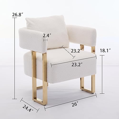 Miniatura 3 de YITAI Sillas decorativas modernas sin ruedas, juego de 2 sillas laterales para sala de estar con patas de metal dorado, sillones de lectura