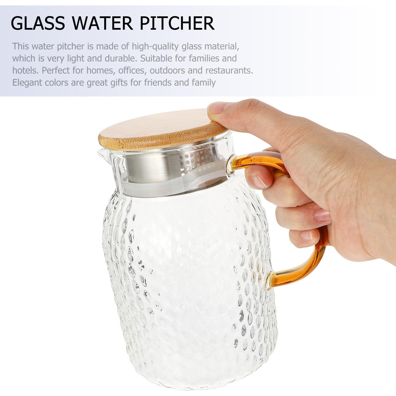 Großer Glaskrug für Kaltes Wasser mit Hitzebeständigem Glas Tropffrei und Verschleißfest für Küche und Täglichen Gebrauch