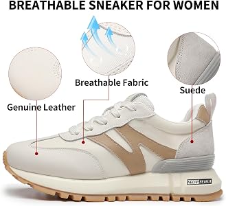 Amazon.com | somiliss Sneakers for Women Genuine Leather Suede