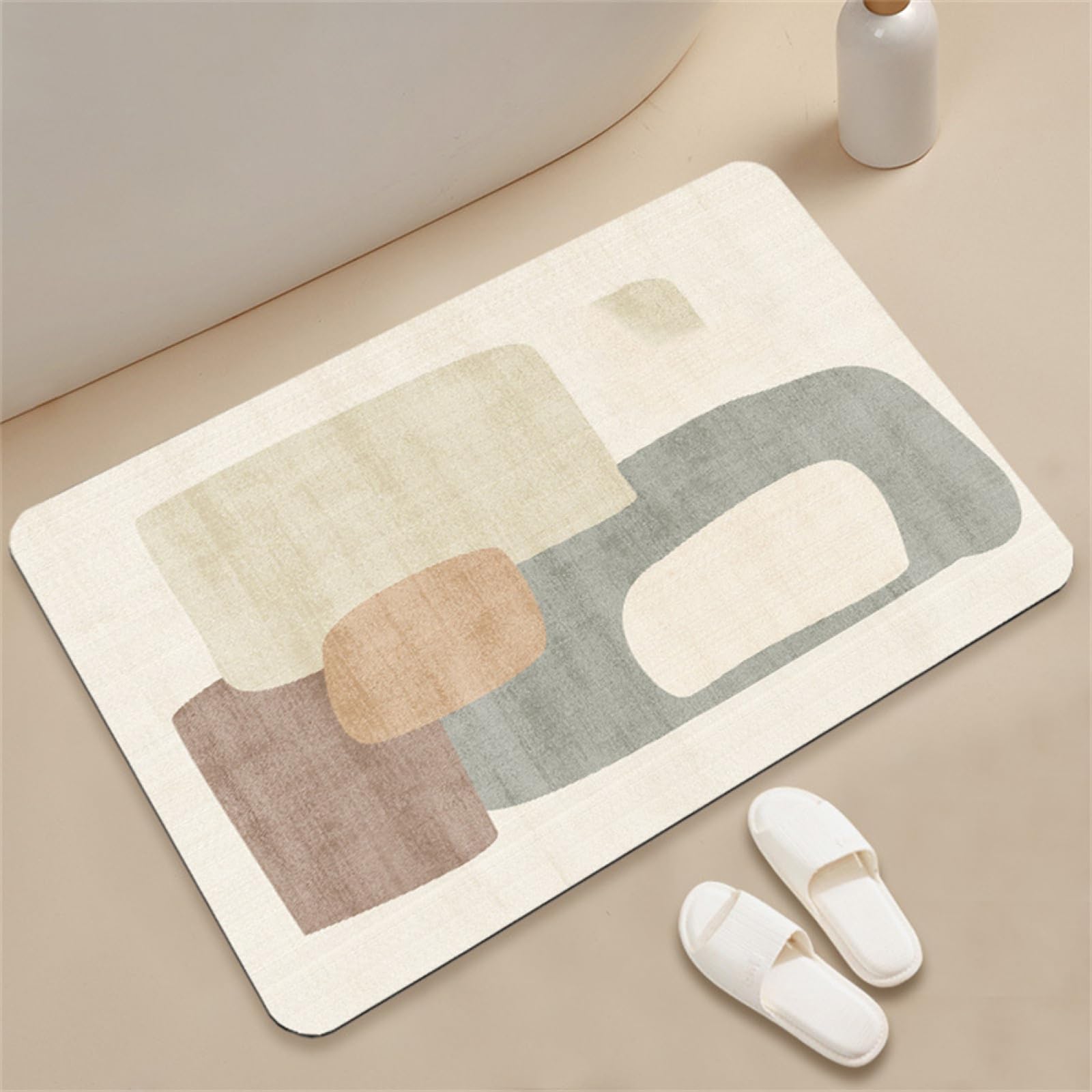 Alfombra de baño absorbente de 50x80cm gris moderna lavable para ducha y bañera de diseño actual