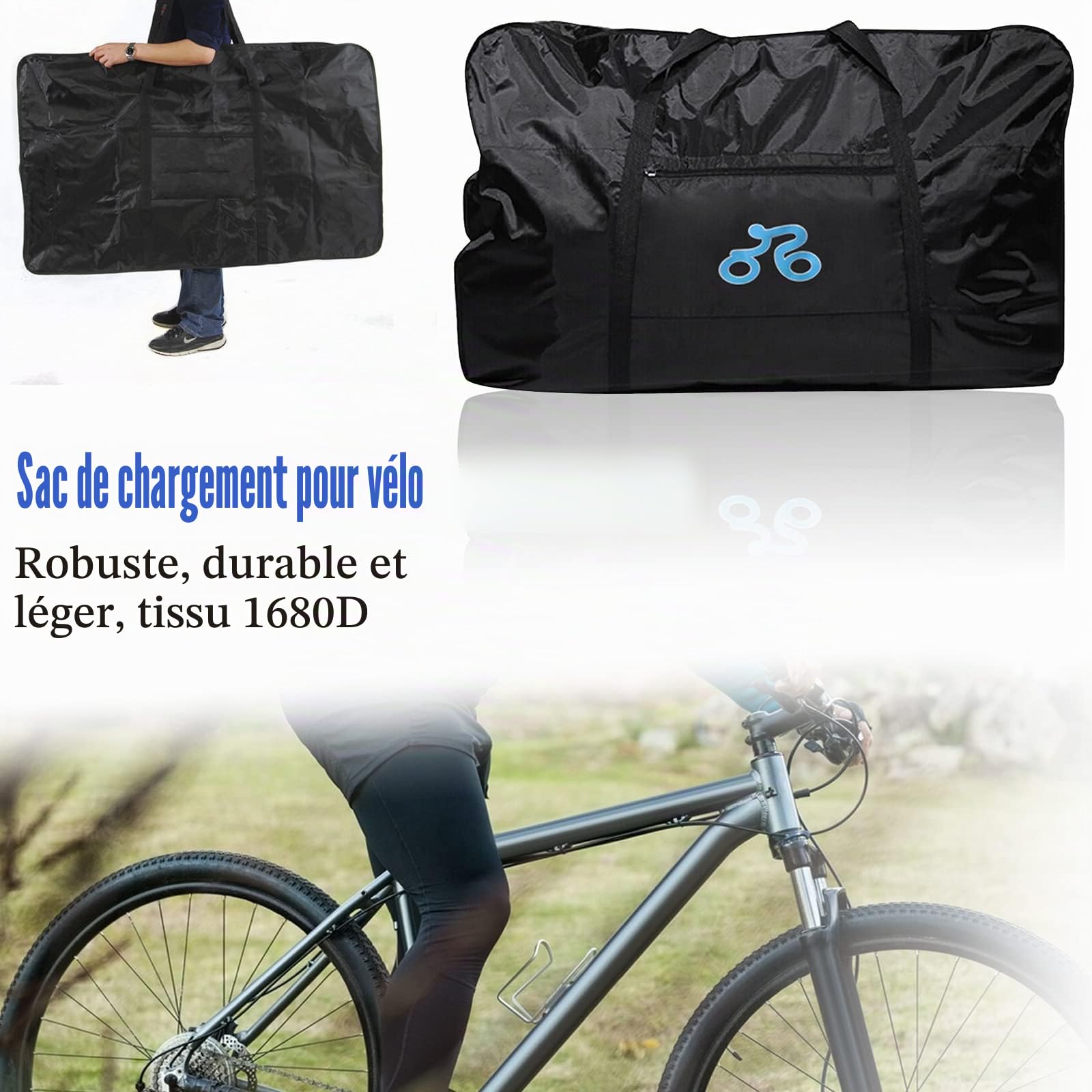 Sac de transport pour vélo 26-29 pouces - Sac de rangement pour vélo - Étanche - Épaississement - Pliable - Pour air, train, voyage