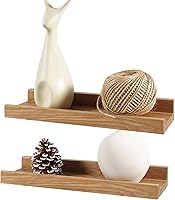 Vista 1 de Estantes flotantes montados en la pared, estante de madera de roble macizo de 12 pulgadas para decoración y almacenamiento, repisa de fotos