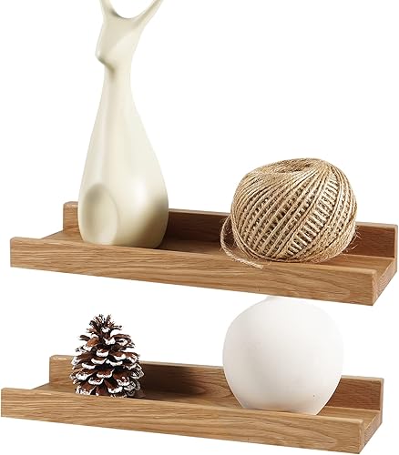 Juego de 2 estantes flotantes de 12 pulgadas para montar en la pared, estantes rústicos de pared para decoración y almacenamiento, estante de madera
