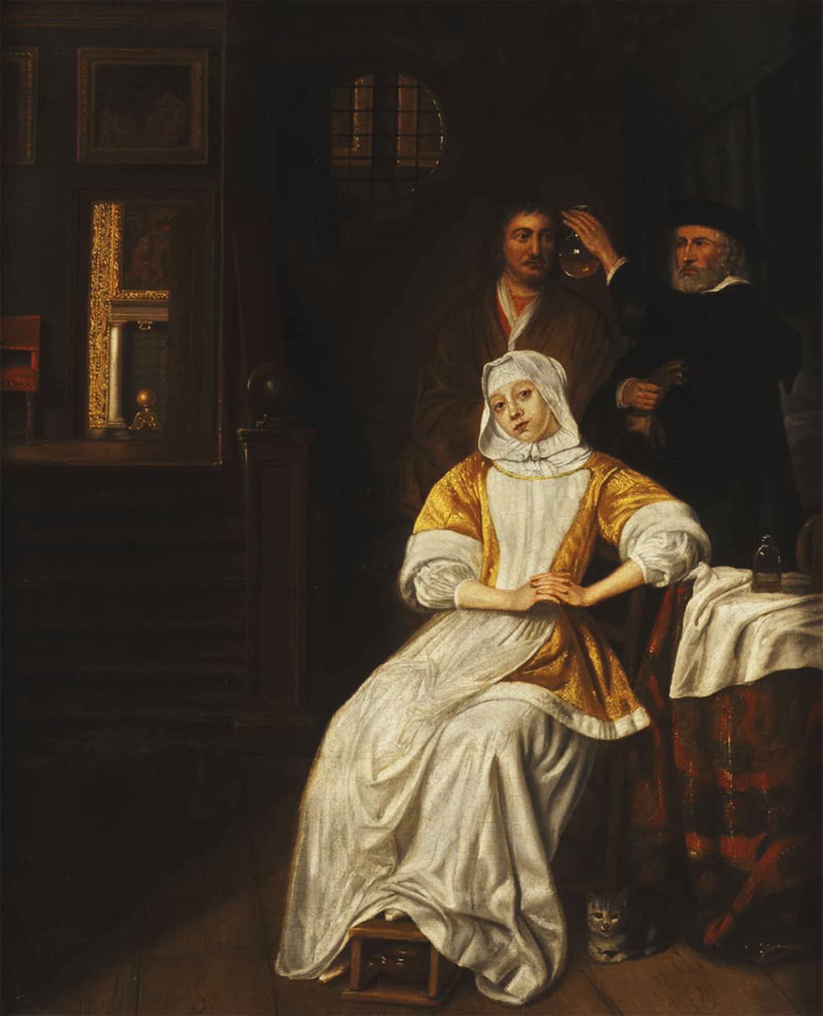 SERENDIPITP Abstract Painting Mural Print Picture Wall Decor Painting a Doctor Visiting a Young Lady in a Bedroom by Samuel Van Hoogstraten Vintage Wall Artwork for Home Decor 60x90cm