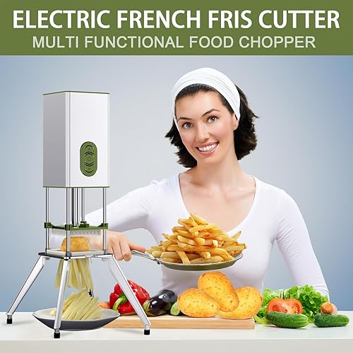 Miniatura 2 de JNSTU Cortador eléctrico de papas fritas, máquina de corte vertical de papas fritas, fabricante comercial de papas fritas con hoja de 12 y 38