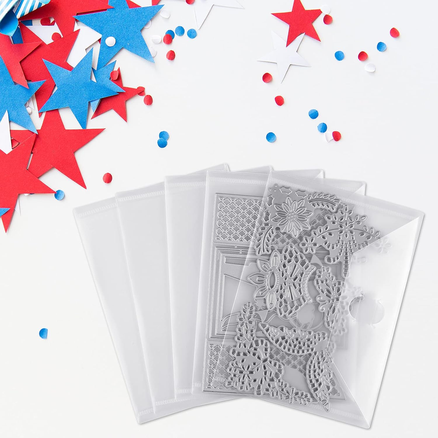 21 Pieces Clear Stamp and Die Cut Storage Bag Pockets Scrapbooking Storage Envelopes for DIY Card Making (Die Cut Not Included)(5 x 7 Inch)
