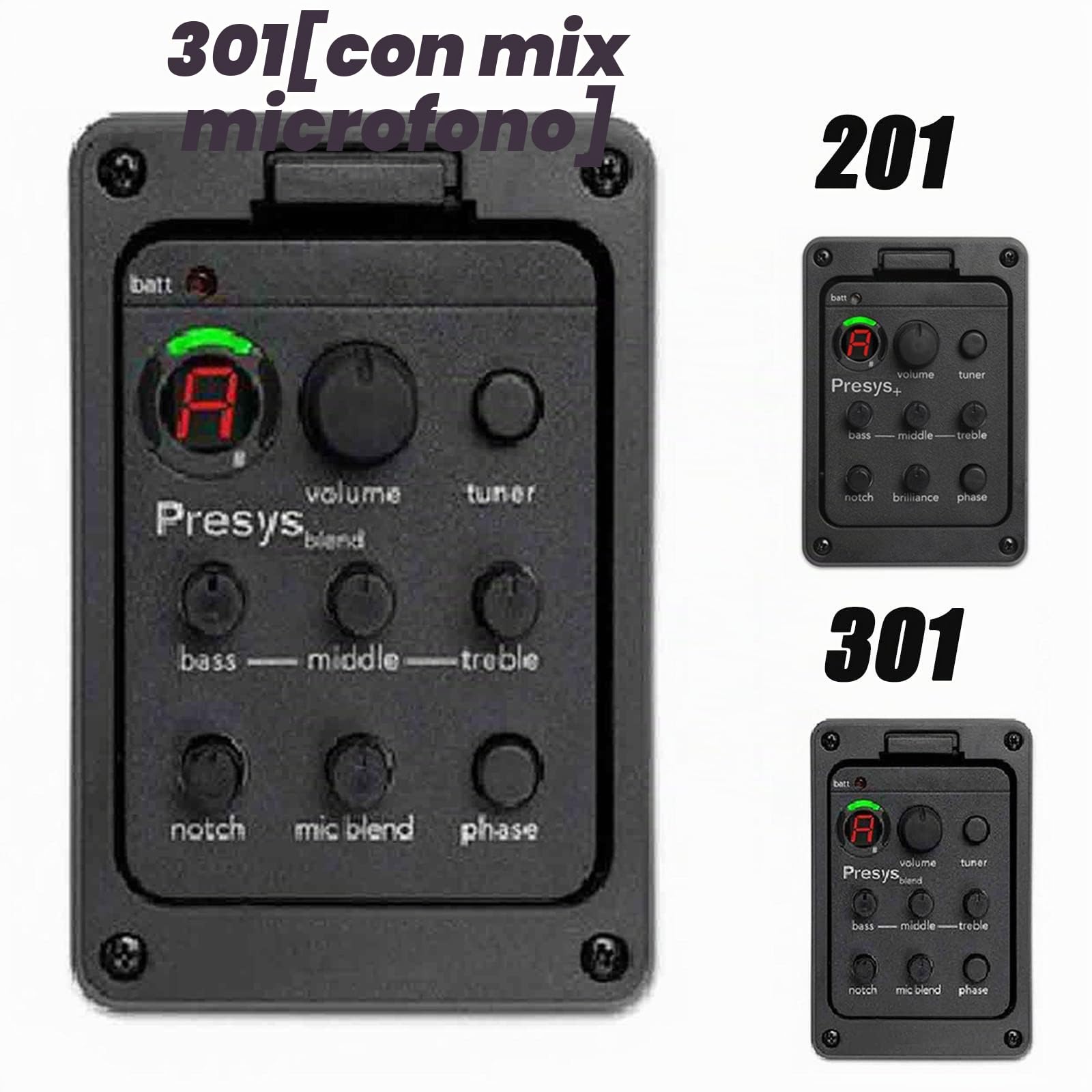 Preamplificatore per Chitarra Un 3 Bande Equalizzatore per Chitarra Acustica EQ Equalizzatore Integrato Pickup Accordatore per Chitarra Acustica, Supporto del Controllo Vocale