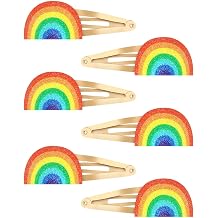 YISSION 6 Pack Glitter Rainbow Hair Clips, Non-Slip Metal Snap Barrettes, Pride Month Hair Accessories for Women & Girls, for Party Festival Daily Use