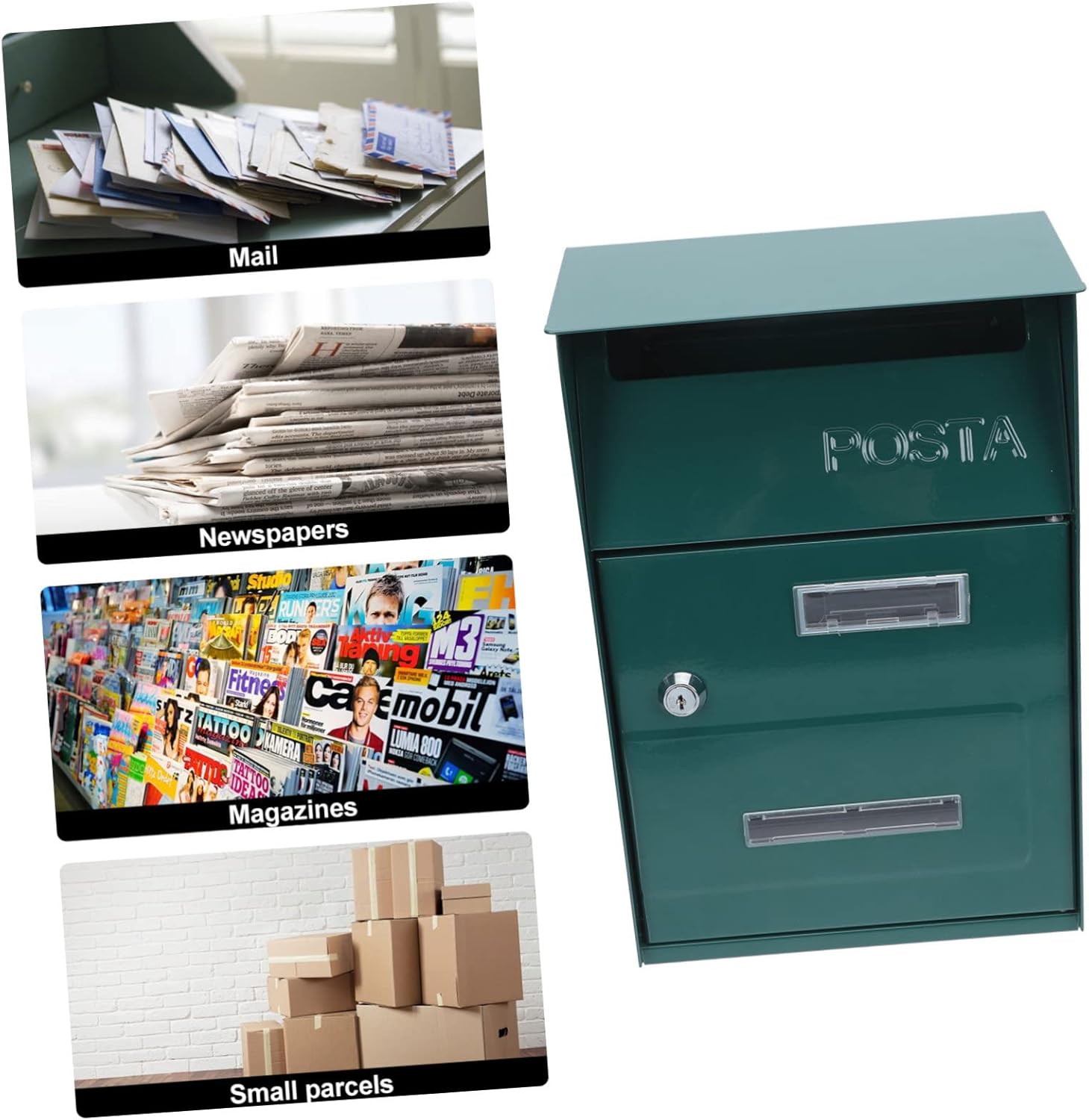 Modern Wall Mount Mailbox Large Outdoor Metal Mailbox for Home Lock Decorative Suggestion Box