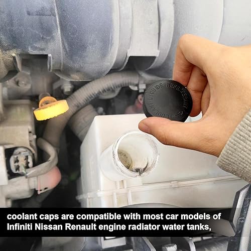 Miniatura 3 de 2 tapas de depósito de refrigerante, cubierta de tapa de tanque de desbordamiento del radiador, compatible con Infiniti Nissan Renault Motor