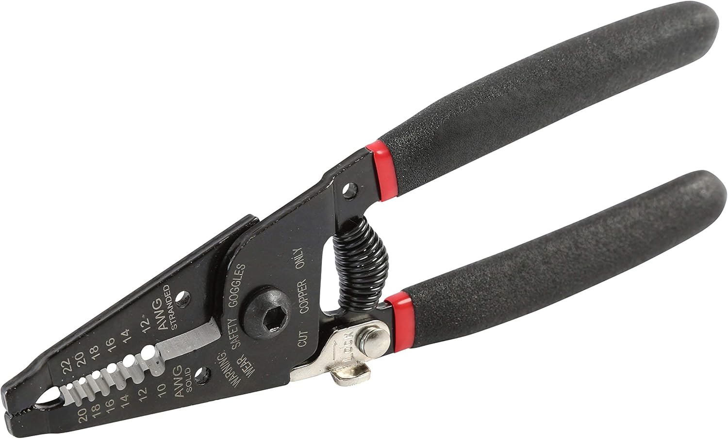 Hyper Tough 6-Inch WIRE STRIPPER 10-22 AWG PLIERS | CUTTERS & STRIPPER | BUILT-IN LOCK | SPRING-LOADED WITH SAFETY LOCK