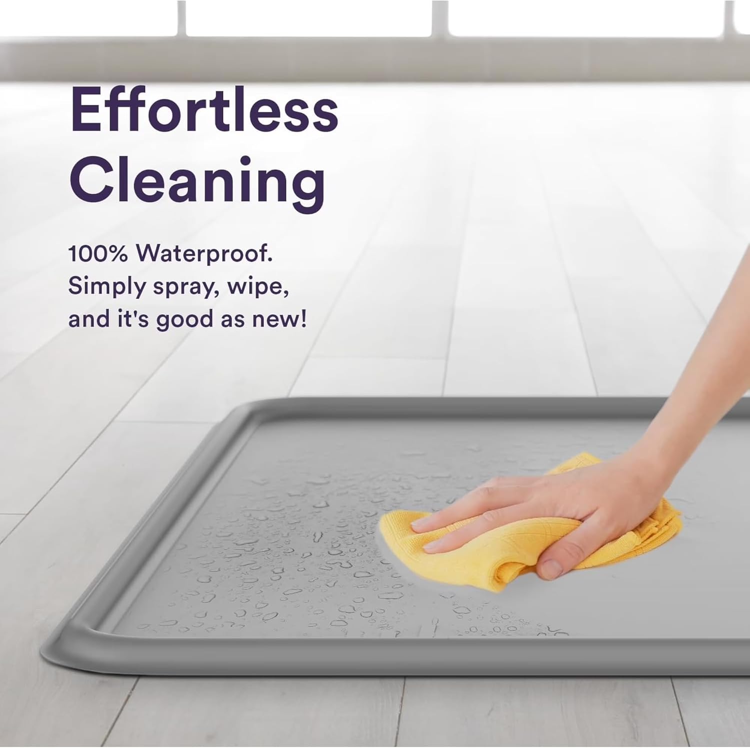 Pee Pad Tray Holder for Dogs - Square Potty Training Pads No Spill Raised Lip High Edge Silicone Mat, Extra Thick and Non-Slip for Indoor Floor Protection (24×24in, Grey)