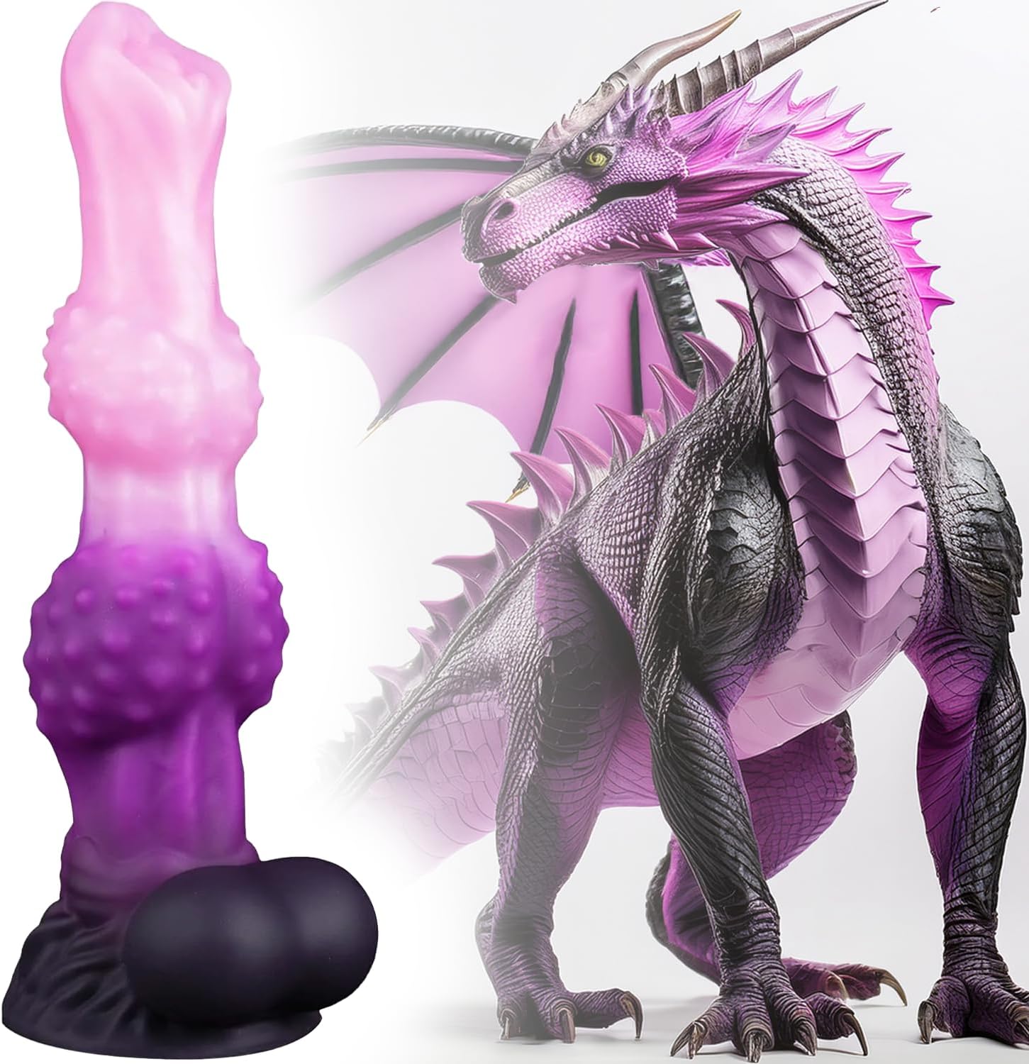 Fantasy Dildo with Suction Cup – Green-Pink Neon Realistic Dong for Vagina, Anal Play – Adult Fantasy Toy for Women, Men, Couples (9.1")