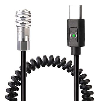 BMPCC 4K/6K Trigger Coiled Power Cable for Blackmagic Pocket Cinema Camera 4K/6k,USB C Type-C PD Male Connector to Weipu SF61B/S2 2-pin Self-Locking Connector with Power Indicator.