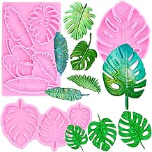 ZiXiang Tropical Leaf Silicone Mold Monstera Leaves Fondant Molds Fern Leaf Candy Mold for Cake Decoration Cupcake Topper Chocolate Gum Paste Polymer Clay Set of 3