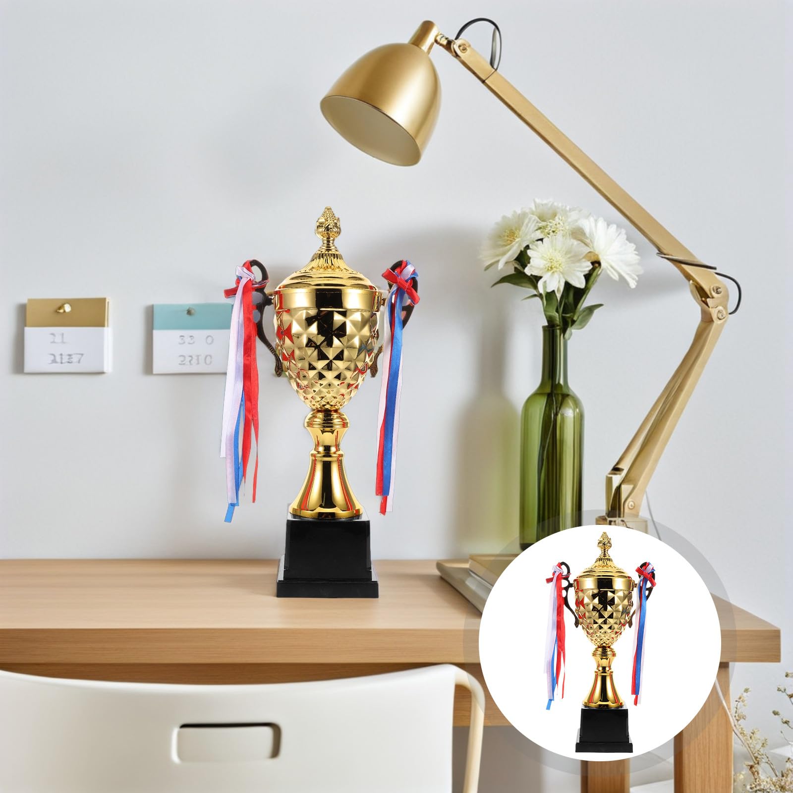 TOYANDONA Copa de Trofeo Grande de Metal Dorado para Premios - Premio Deportivo para Fútbol, ​​Baloncesto, Boxeo, Rugby Y Eventos Corporativos - Trofeo de Ganador para Liga, Torneo, Escuela Y Fiesta
