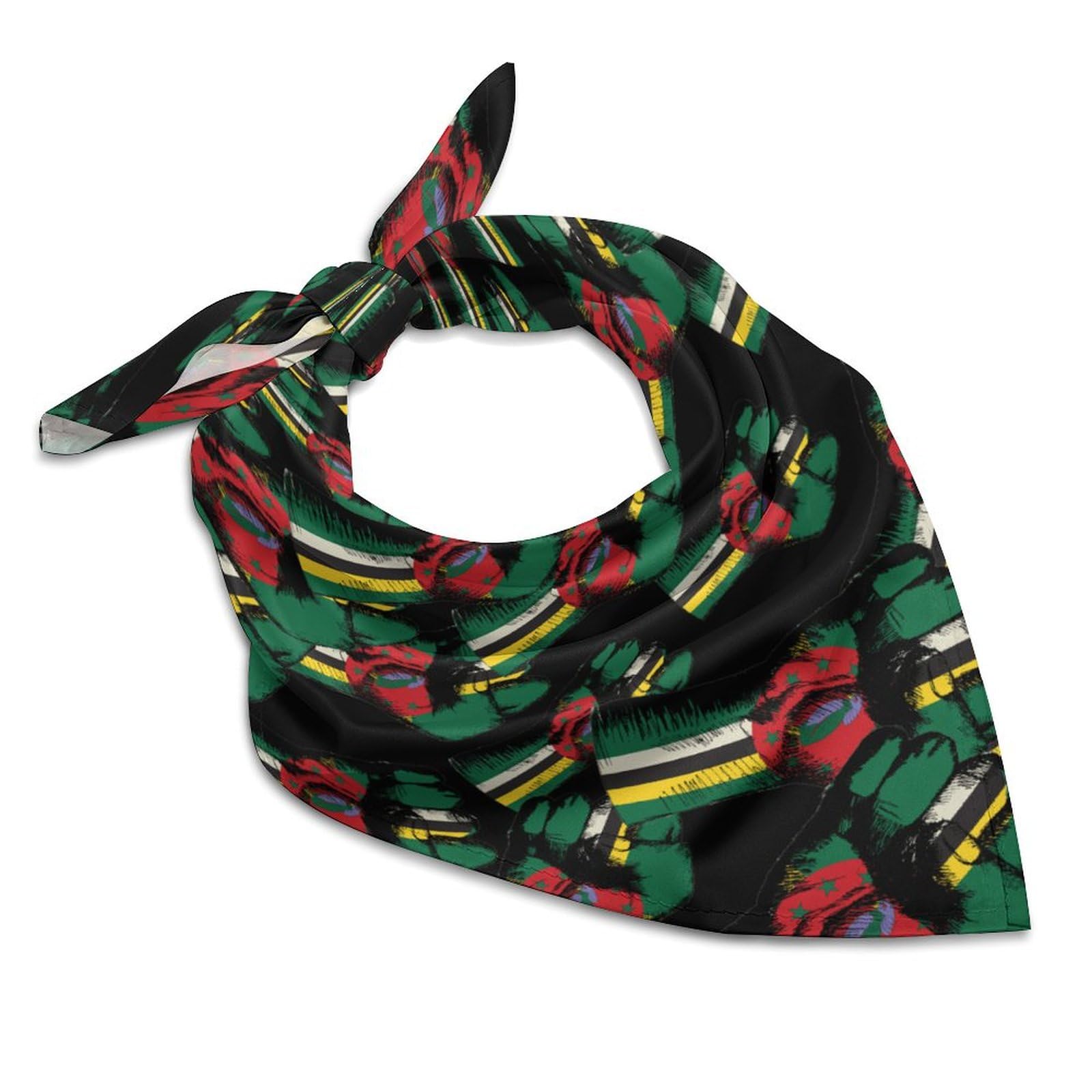 SMAZDFXX Dominica Flag Nation Spirit Fashion Head Scarf for Women Silk Like Bandana Kerchief Satin Square Scarves Gifts